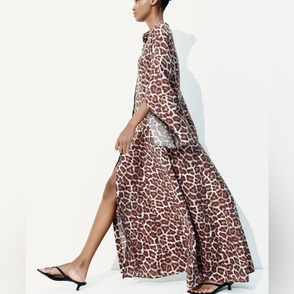 H&M Brown Animal Print Maxi Dress - Picture 2 of 16
